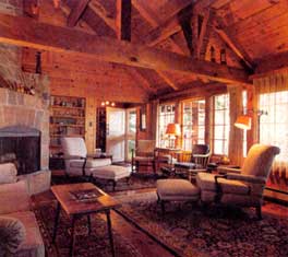 Living room: Scandinavian-inspired cabin by architect Edwin Lundie.